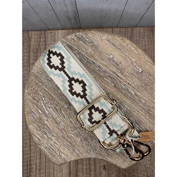 Southwest Pattern Neutral Light Blue Crossbody Purse Strap Bag Strap NEW! - Picture 2 of 4